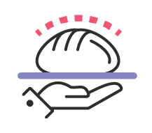 drawing of a loaf of bread held by a hand