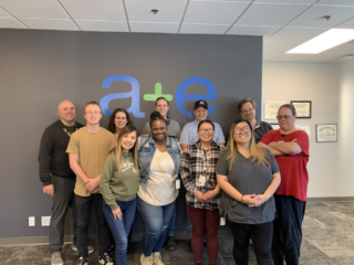 A&E Pharmacy staff pose for a picture.