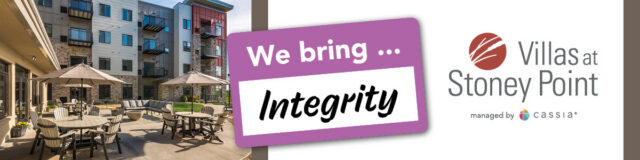 Patio of Villas of Stoney Point with the logo