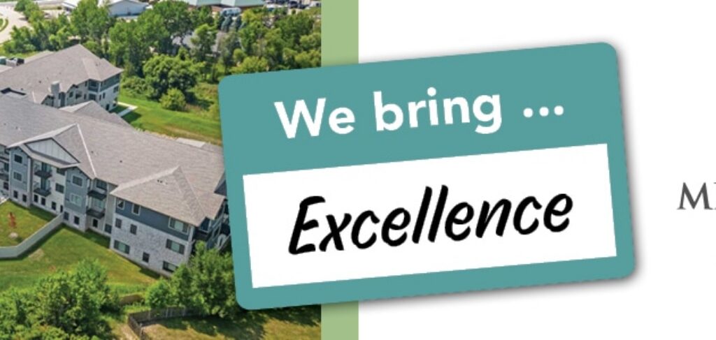 aerial view of building with meadowview of davenport logo