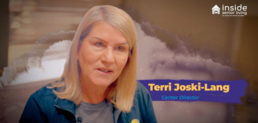 Terri Joski-Lang talks during a segment of Inside Senior Living